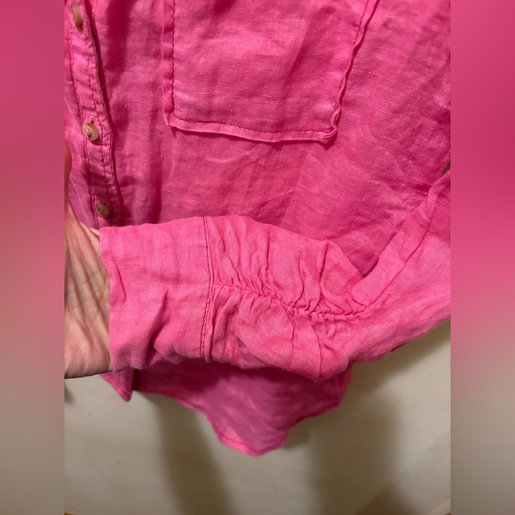 Maeve Anthropologie 100% linen oversized pink XS button down blouse - Picture 6 of 7